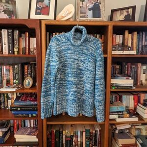 𝅺lou grey blue marina space dye knitted turtleneck sweater sz xs nwt